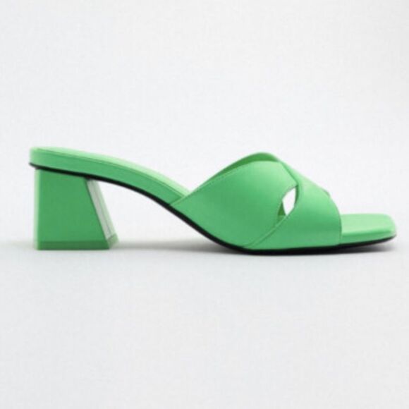 ZARA Green Block Wide Heeled Sandals NWT - Picture 12 of 12